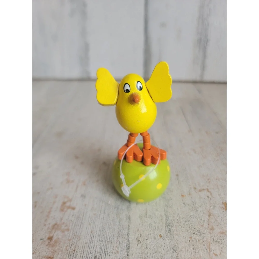 Easter vintage chick egg thumb push puppet toy wooden spring home decor